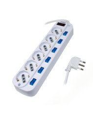 MULTIPRESA 6 POSTI BIVALENTE 10/16A +SCHUKO C/INTERRUTTORE