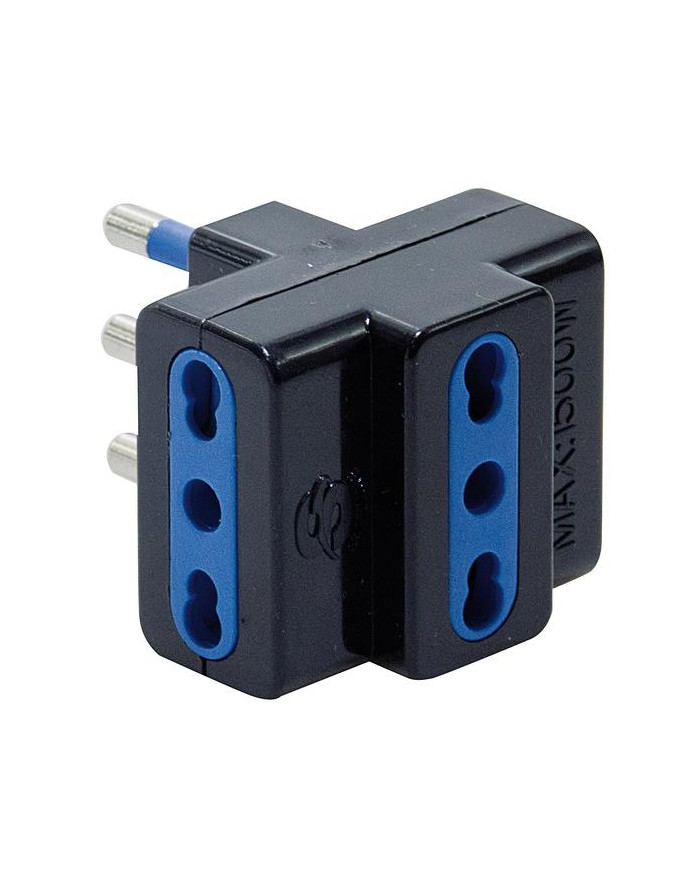 ADATTATORE SPINA 16A 3 PRESE 10-16A BIVALENTE NERO