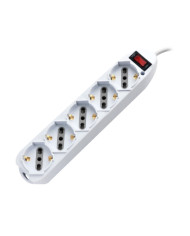 MULTIPRESA 5 POSTI BIVALENTE 10/16A + SCHUKO C/INTERRUTTORE BIANCA