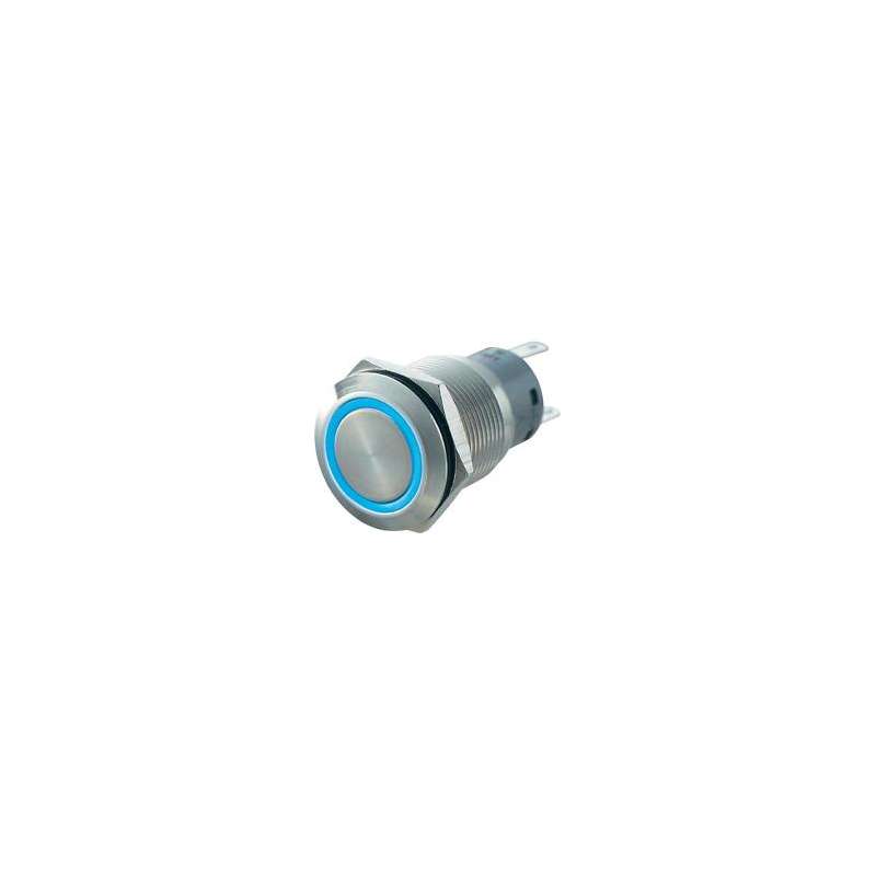PULSANTE ANTIVANDALO LUMINOSO LED BLU 19MM 12V