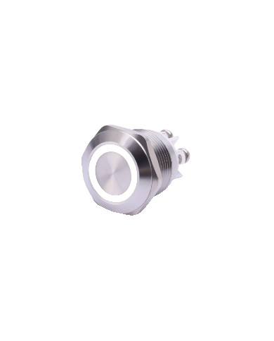 PULSANTE ANTIVANDALO LUMINOSO LED BIANCO 19MM 12V