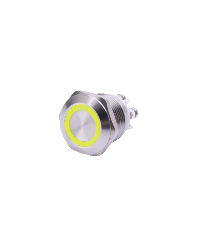 PULSANTE ANTIVANDALO LUMINOSO LED GIALLO 19 MM 24V