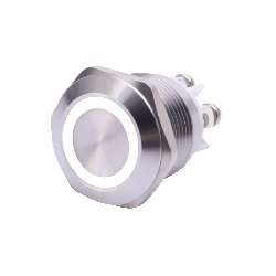 PULSANTE ANTIVANDALO LUMINOSO LED BIANCO 19MM 24V