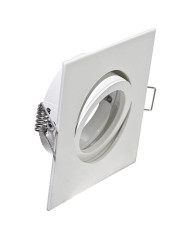 Supporto quadrato PAR16/MR16, bianco, ghiera+controghiera, 90x90mm, Foro 70mm