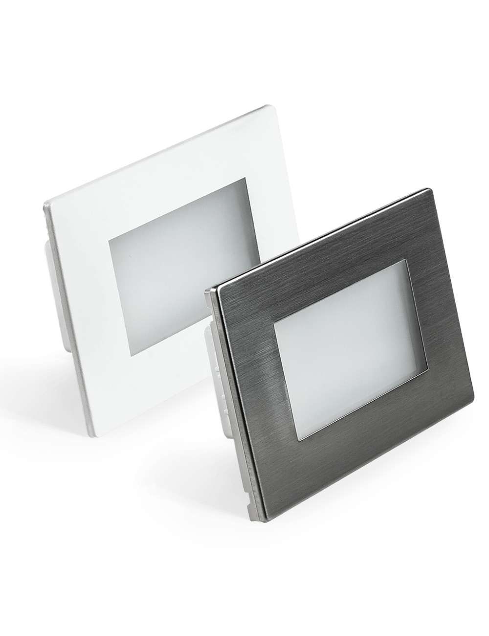FARETTO SEGNAPASSO BIANCO/INOX 3W LUCE NATURALE