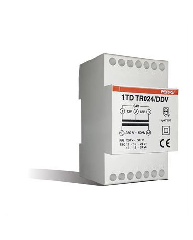 TRASFORMATORE PERRY 24VA USCITE 12-12-24V 3 DIN