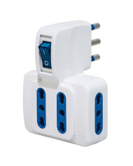 TRIPLA CON SPINA 16A SALVASPAZIO VERTICALE 4 PRESE 10/16A CON INTERRUTTORE