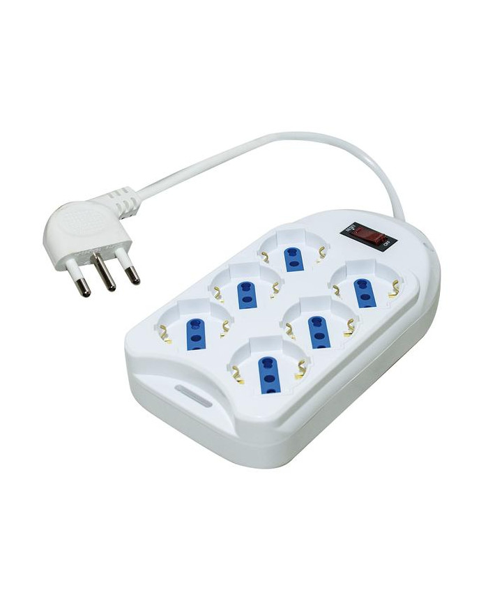 MULTIPRESA 6 POSTI BIVALENTE 10/16A +SCHUKO C/INT.