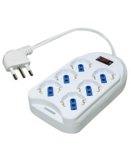 MULTIPRESA 6 POSTI BIVALENTE 10/16A +SCHUKO C/INT.