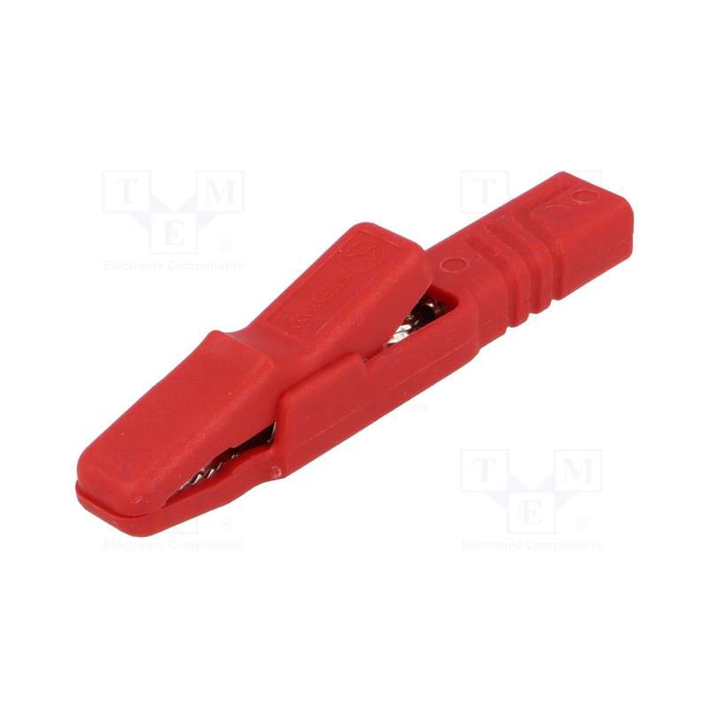 PINZA A COCCODRILLO CON PRESA 4MM ROSSA