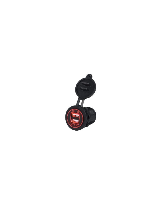 PRESA USB DA PANNELLO 1A +2,1A LUMINOSA ROSSA