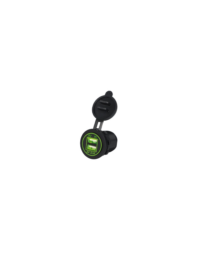 PRESA USB DA PANNELLO 1A +2,1A LUMINOSA VERDE