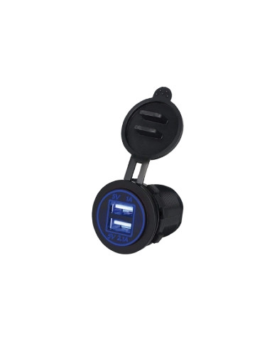PRESA USB DA PANNELLO 1A +2,1A LUMINOSA BLU