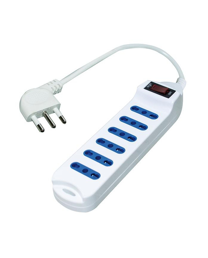 MULTIPRESA 6 POSTI BIVALENTE 10/16A BIANCA CON