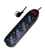MULTIPRESA 4 PRESE SCHUKO/BIVAL - SPINA 16A NERA C/INTER. CON PROTEZIONE DA SOVRACCARICO 3500W
