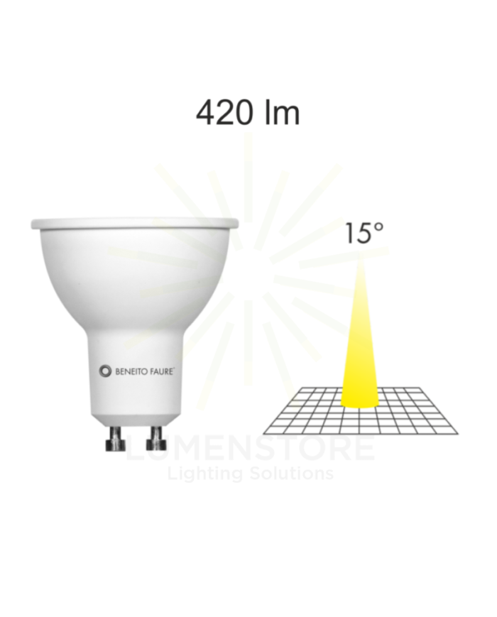 FARETTO LED GU10 7W 3000K LUCE CALDA FASCIO 15°