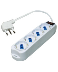 MULTIPRESA 4 PRESE SCHUKO/BIVAL SPINA 10A A PIPA INTER. CON PROTEZIONE DA SOVRACCARICO 2500W