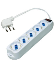 MULTIPRESA 5 PRESE SCHUKO/BIVAL SPINA10A A PIPA INTER. CON PROTEZIONE DA SOVRACCARICO, 2500W