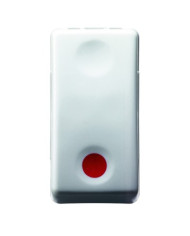PULSANTE UNIPOLARE 250V AC NC 10A CONTATTO AUSILIARE NA ARRESTO SIMBOLO ROSSO  1 MODULO