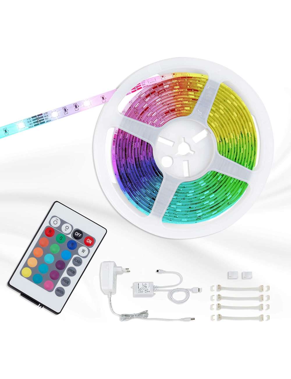 STRISCIA LED RGB 12V 12W 3MT KIT ALIMENTATORE INTE