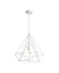 LAMPADA A SOSPENSIONE "CAGE" IN METALLO COL.BIANCO D.37CM E27 60W