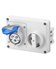 PRESA FISSA INTERBLOCCATA ORIZZONTALE DA INCASSO 16A 2P+T 220V IP44