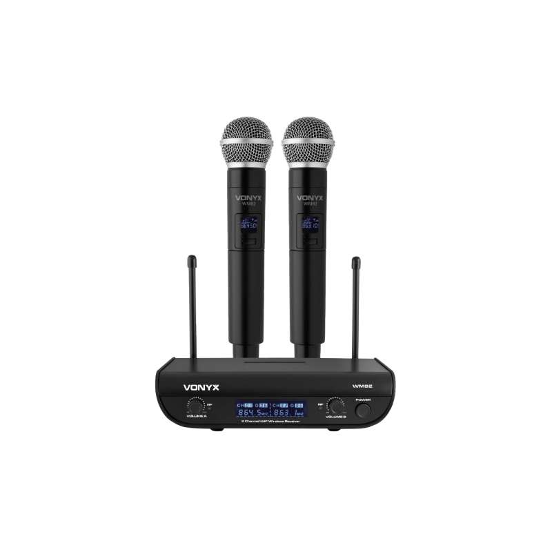 RADIOMICROFONI 2 CANALI UHF 2 MICROFONI PALMARI
