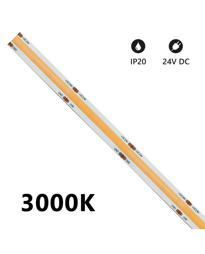 STRISCIA LED COB 5 METRI 3000K 24V 15W/M 1350LM/M