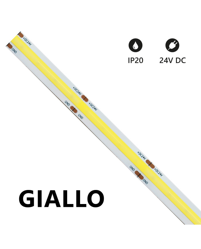 STRISCIA LED COB 5 METRI GIALLA 24V 15W/M