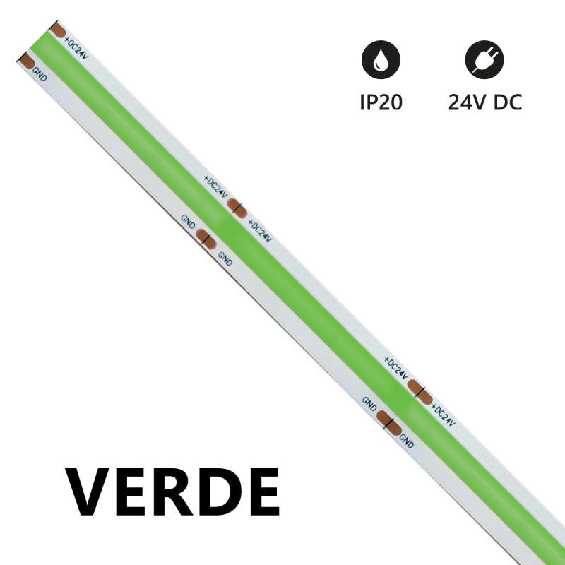 STRISCIA LED COB 5 METRI VERDE 24V 15W/M