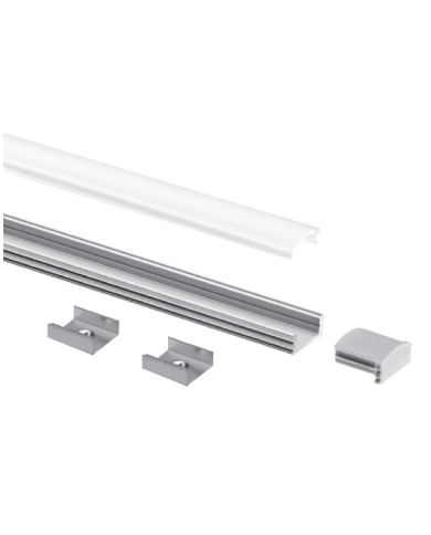 PROFILO IN ALLUMINIO DA PARETE 2MT + COVER OPALE +