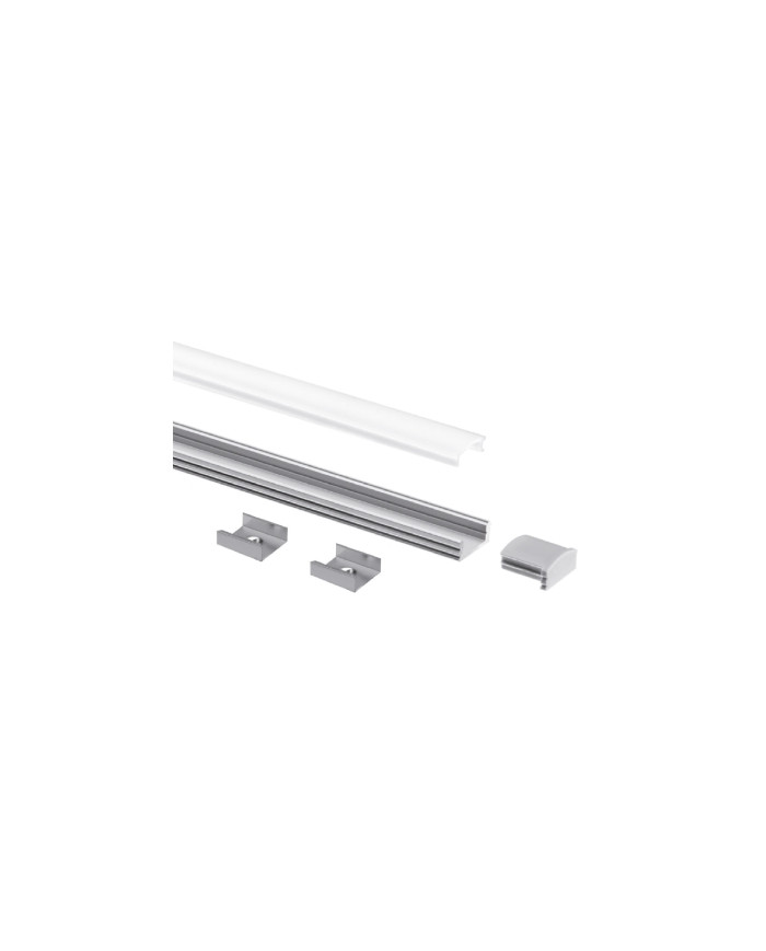 PROFILO IN ALLUMINIO DA PARETE 2MT + COVER OPALE +