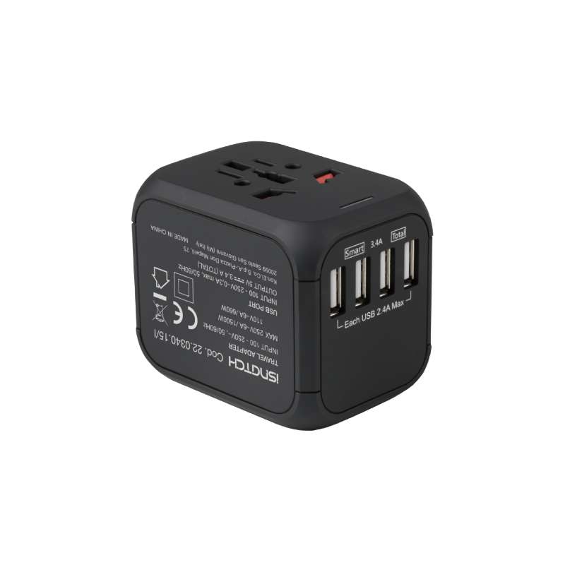 ADATTATORE UNIVERSALE DA VIAGGIO CON 4 USB 3.4A