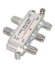 PARTITORE MINI 4 USCITE TIPO F CON PASSAGGIO DI CC FREQUENZA 5MHZ A 2,4GHZ