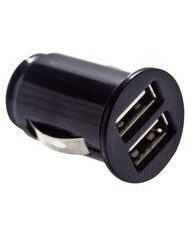 ALIMENTATORE DA AUTO 5V 2.1A 220V 2 PORTE USB 12-24VCC NERO