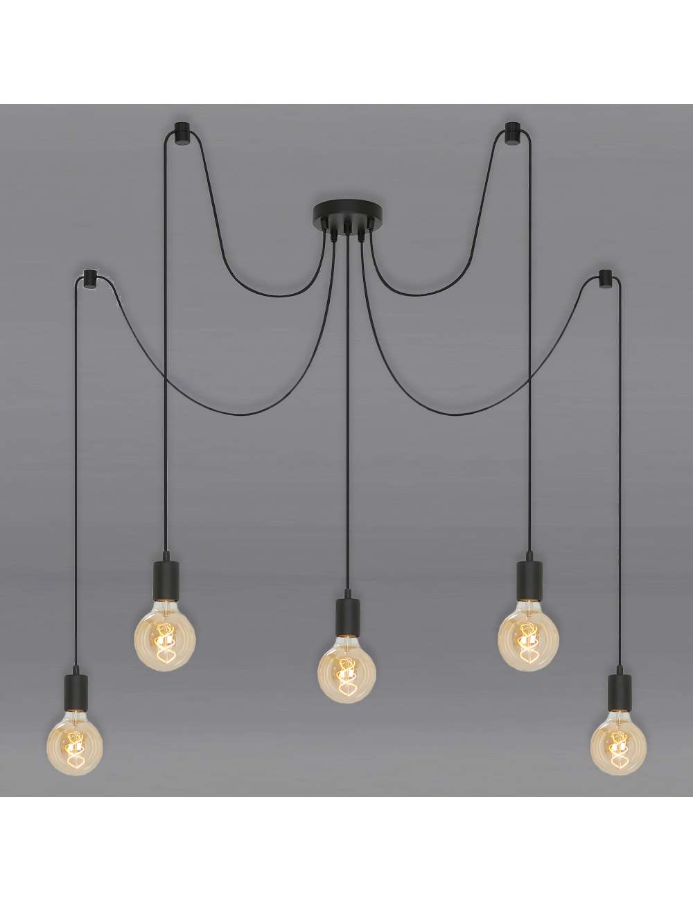 PLAFONIERA Ø 100CM MAX 60W NERA A 5 LUCI