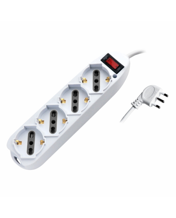 MULTIPRESA 4 POSTI BIVALENTE 10/16A + 4 PR. SCHUKO