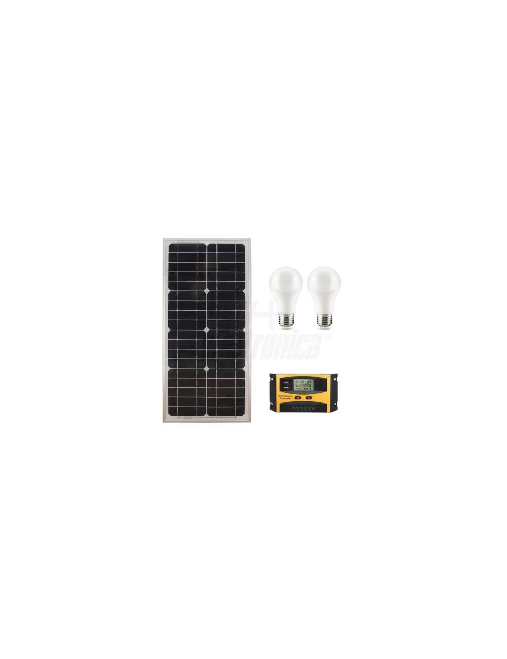 KIT PANNELLO SOLARE FOTOVOLTAICO 27W 12V CON REG.