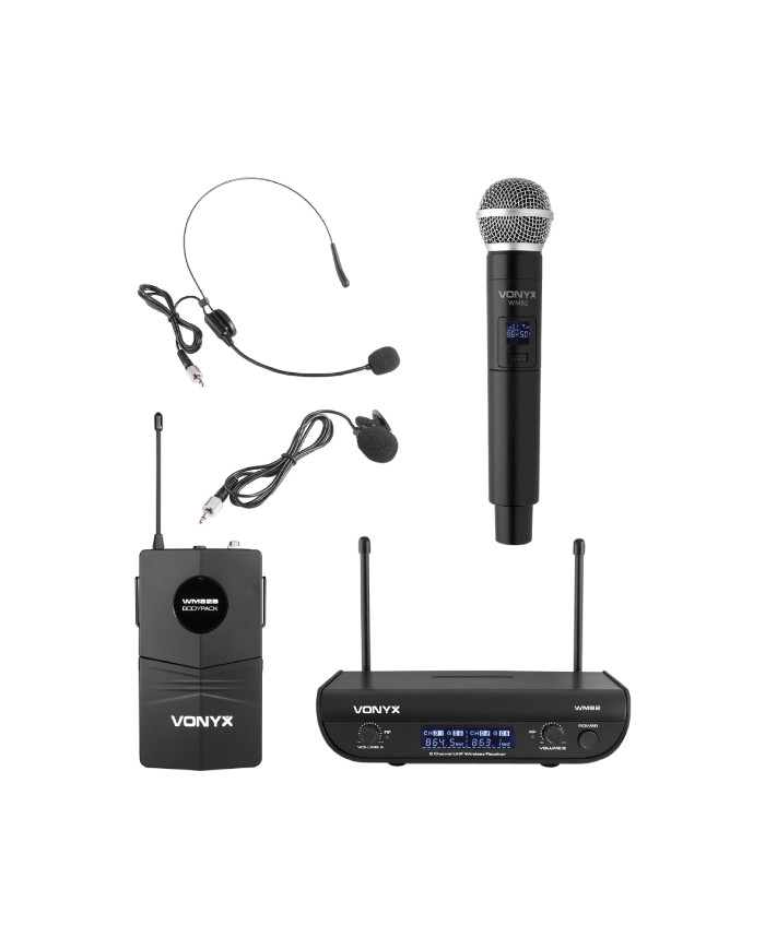 RADIOMICROFONI 2 CANALI UHF CON 1 MICROFONO PALMAR