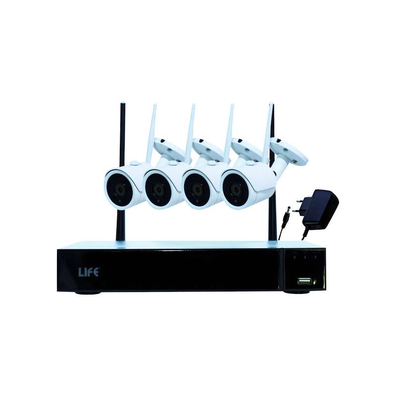 KIT WIRELESS NVR 9 CANALI +4 TELECAMERE 4 MPX IP66