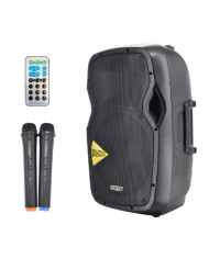 CASSA AMPLIFICATA PORTATILE CLUB15 BLUETOOTH A BATTERIE CON 2 MICROFONI 300W