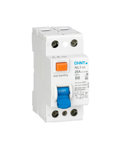 INTERRUTTORE DIFFERENZIALE PURO 2P 25A 30MA 10KA