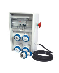QUADRO ASC IP65 4 PRESE CEE 2 PROTEZIONI CON CAVO E EMERGENZA 3KW