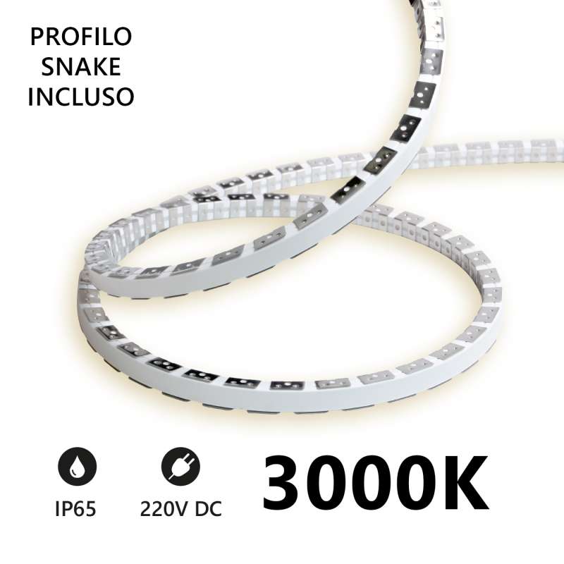 STRISCIA LED SNAKE FLEX 5M IP65 230V 3000K 11W/M