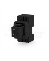 CARICATORE USB-C 18W 1 PORTA 5V 3A DA INCASSO NERO COMPATTO PER SERIE CIVILI