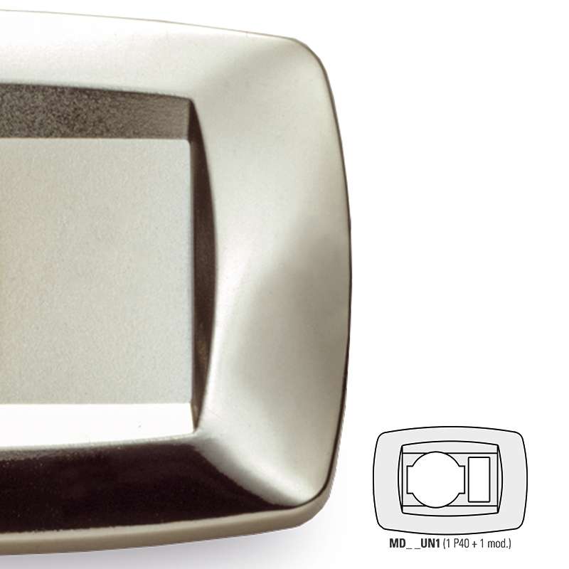 PLACCA MODÌ 1 POSTO + 1 POSTO SCHUKO ARGENTO