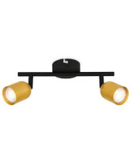 BARRA CON 2 FARETTI SPOT GU10 NERO E ORO 27,5 X 8 X 10 CM