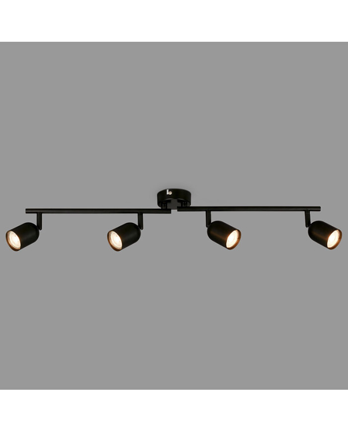 BARRA CON 4 FARETTI SPOT GU10 NERO