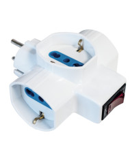 ADATTATORE SPINA SCHUKO 16A 3 PR.SCHUKO/BIPASSO CON PROTEZIONE E INTERRUTTORE, 3500W