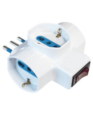 ADATTATORE SPINA 16A 3 PR.SCHUKO/BIPASSO CON PROTEZIONE E INTERRUTTORE, 3500W